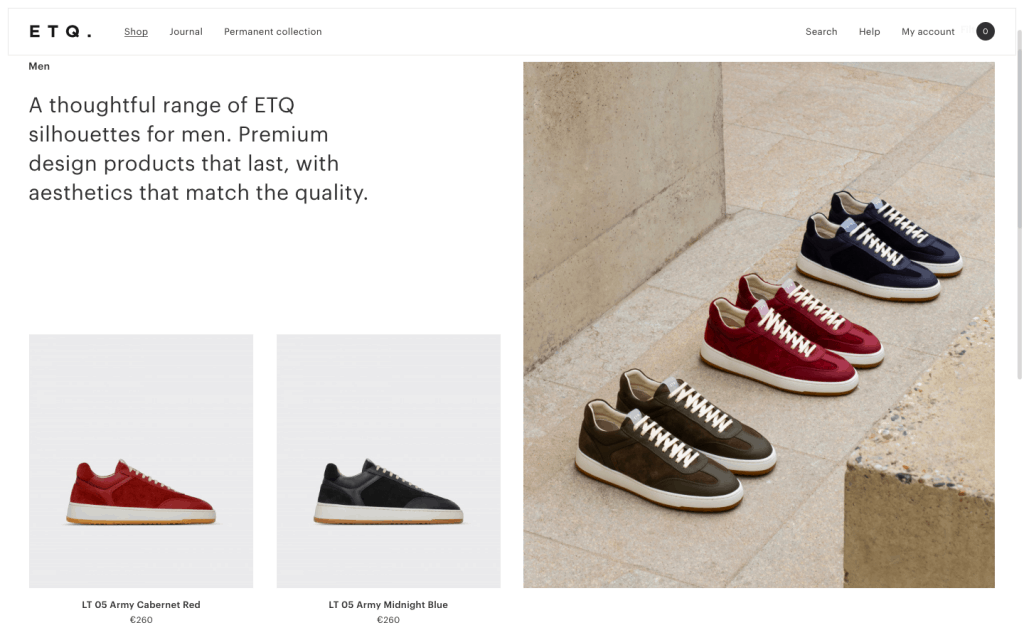 Great Example of eCommerce shop design that make money - ETQ
