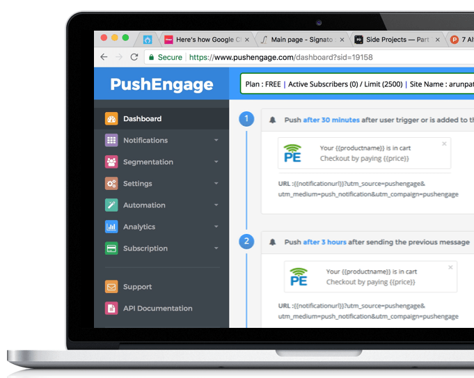 Screen Shot 2019 02 01 at 4.03.11 AM Push notification for your customers - PushEngage