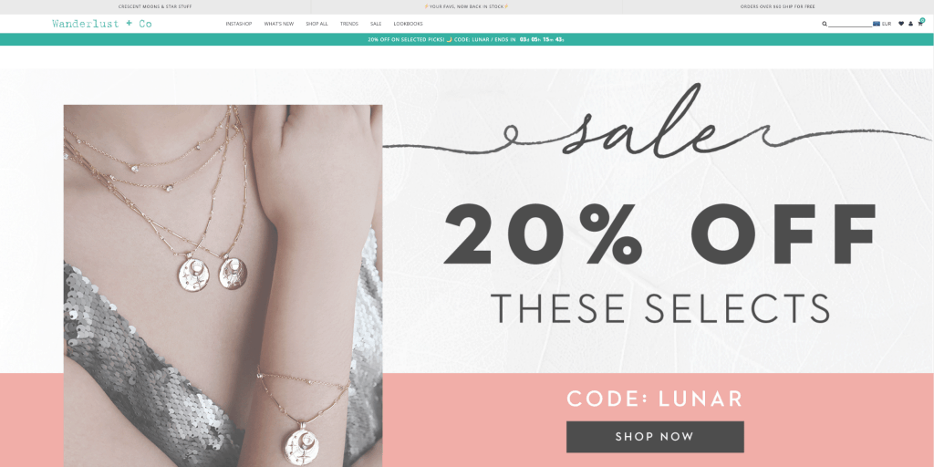 Great Example of eCommerce shop design that make money - Wanderlust & Co