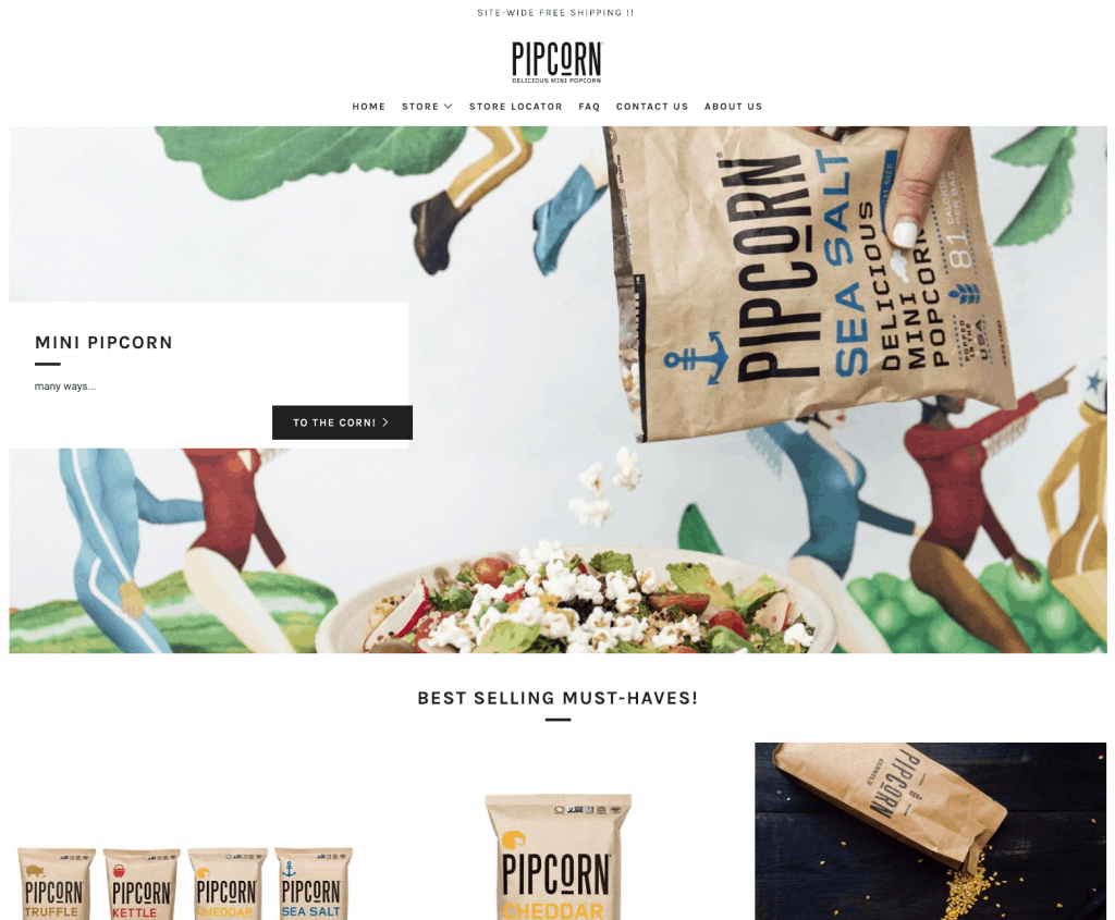 Great Example of eCommerce shop design that make money - Pipcorn