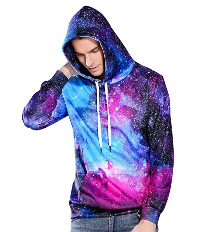 TAKUSHI HF Unisex Fashion Galaxy 3D Digital Printed Pullover Hoodies Hooded Sweatshirts for Sport and Party