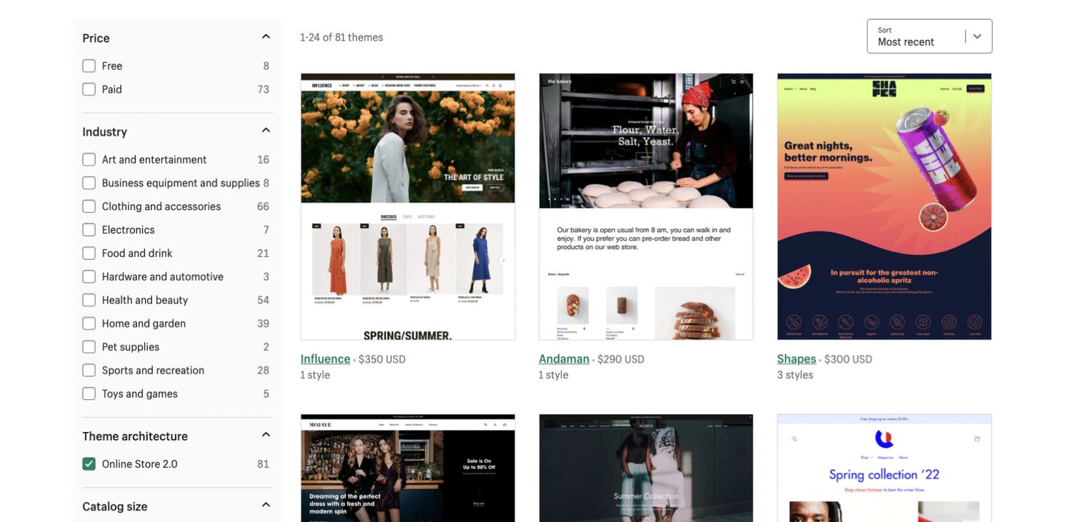 Themes and Design Options - Shopify