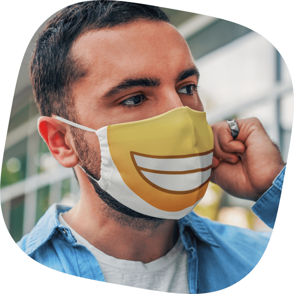 fabric face mask with emoji design