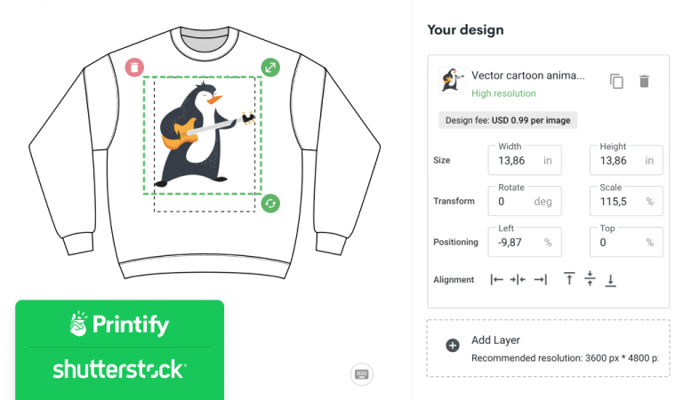 Printify and Shutterstock Integration Mockup Generator