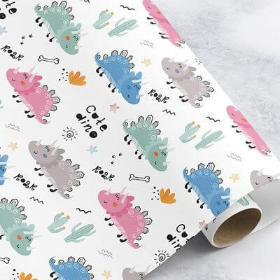 Personalized Gift Wrapping Paper Dinosaur