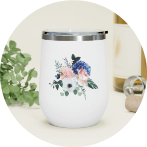 Personalized Wine Tumbler Floral Patterns