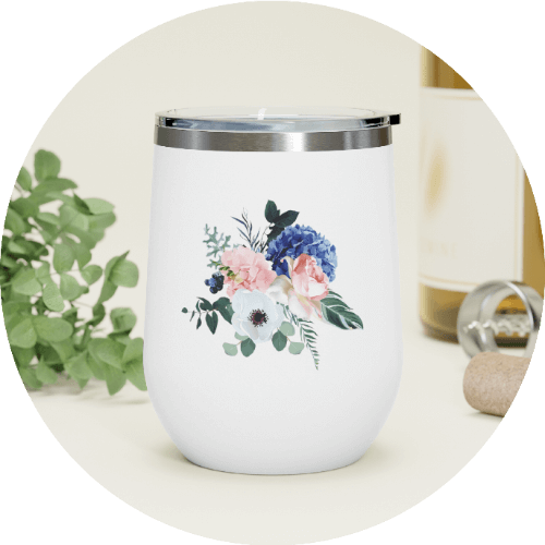 Personalized Wine Tumbler — White Confetti Box