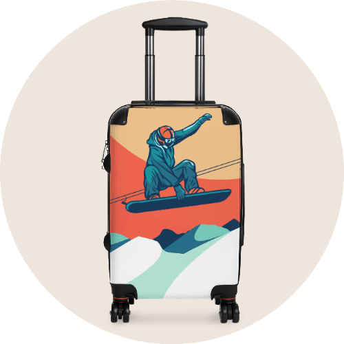 Custom Luggage Suitcases Snowboarding