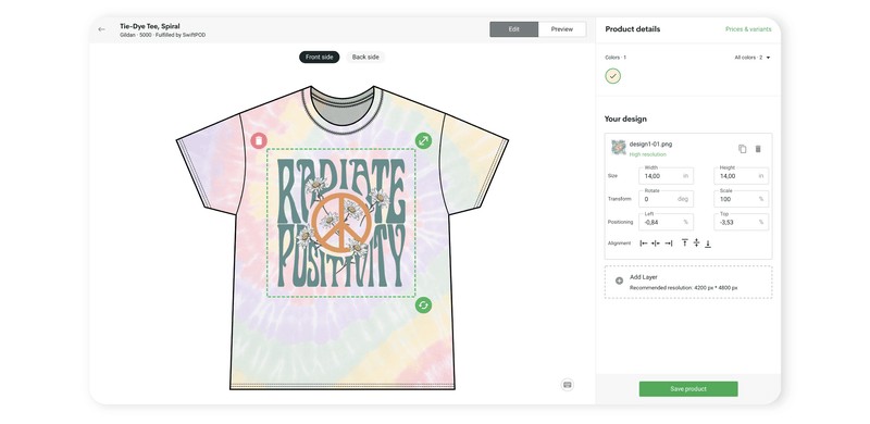 Tie-dye t-shirt Mockup Generator