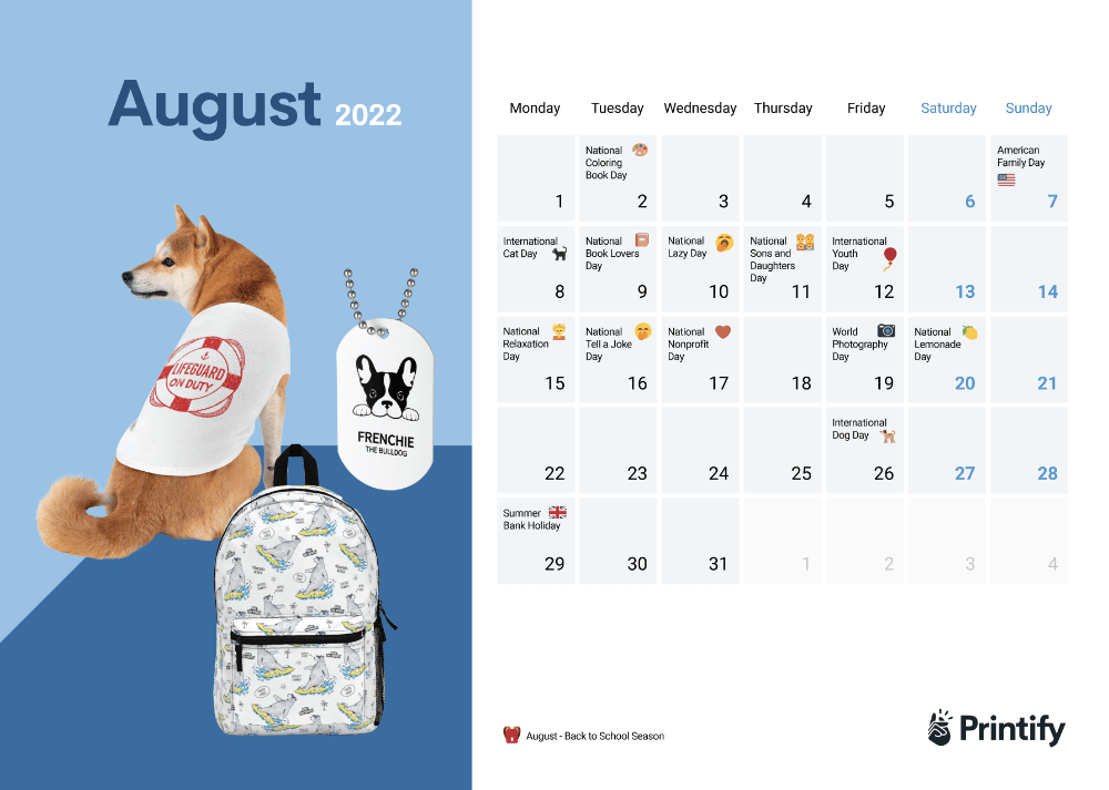 Ecommerce Calendar 2022 August