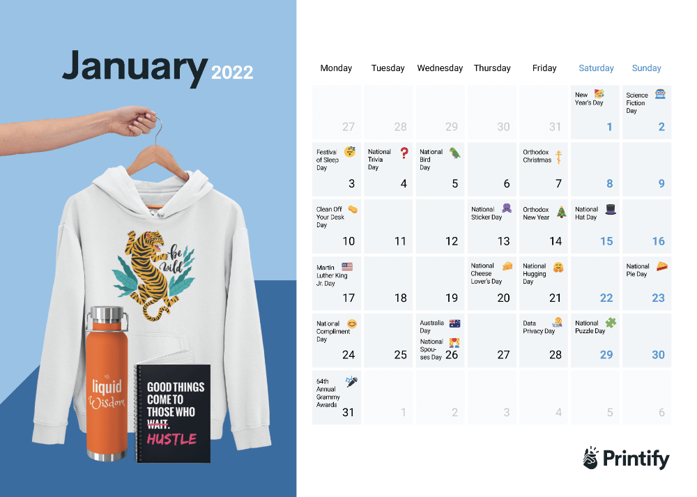 Ecommerce Calendar 2022 January