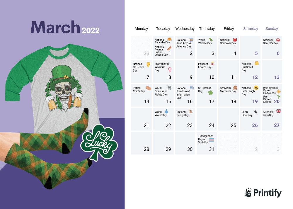Ecommerce Calendar 2022 March