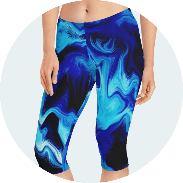 Black Marble Print Capri Leggings, Women's Yoga Capri Leggings