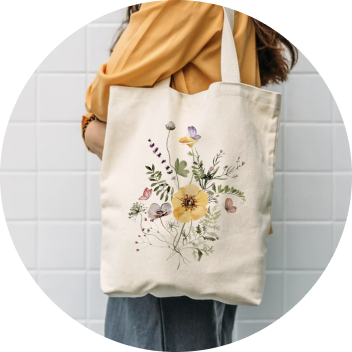 Custom Reusable Shopping Bags Floral