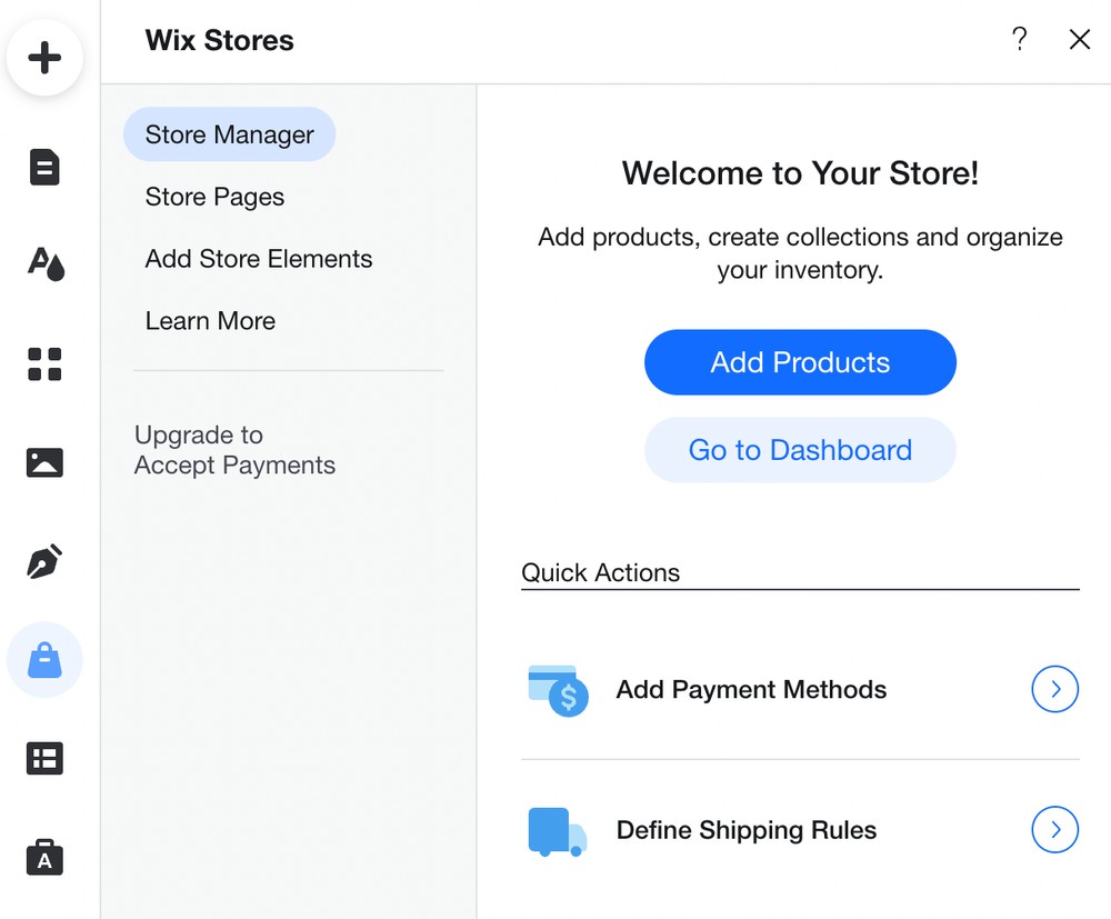 Wix editor - My store button