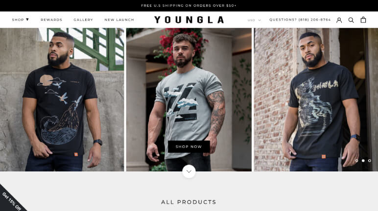 Fitness Shopify Clothing Store Examples - YoungLA