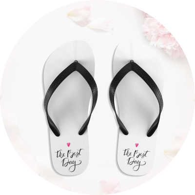 Wedding Flip Flops w/Personalized Kraft Tag (Black or White