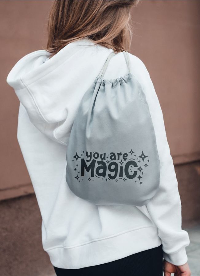 Printed shop drawstring bag