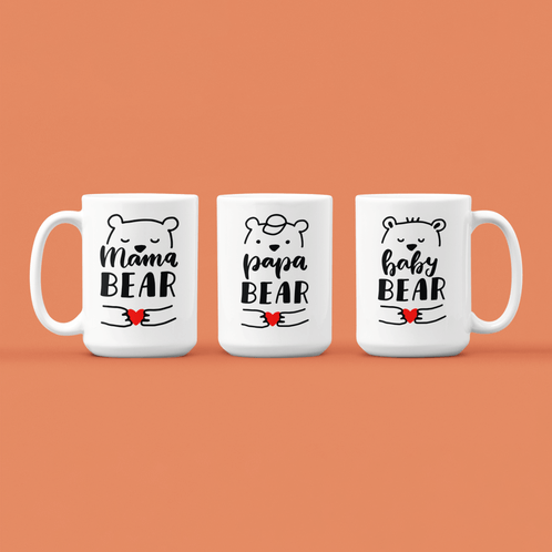 Mama Bear, Papa Bear Couples Mug - Funny Couple Mug - (2) 11OZ