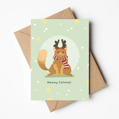 Print on Demand cat Christmas card idea.