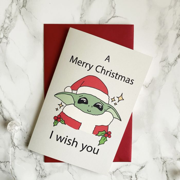 Funny Christmas Cards - Baby Yoda Christmas Card