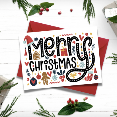 Personalized "Merry Christmas" card.
