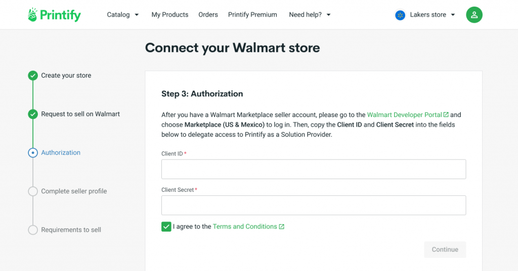 How to Set up a Walmart Store - Authorization