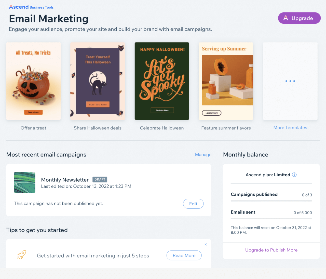 Ascend by Wix - Email Marketing Dashboard