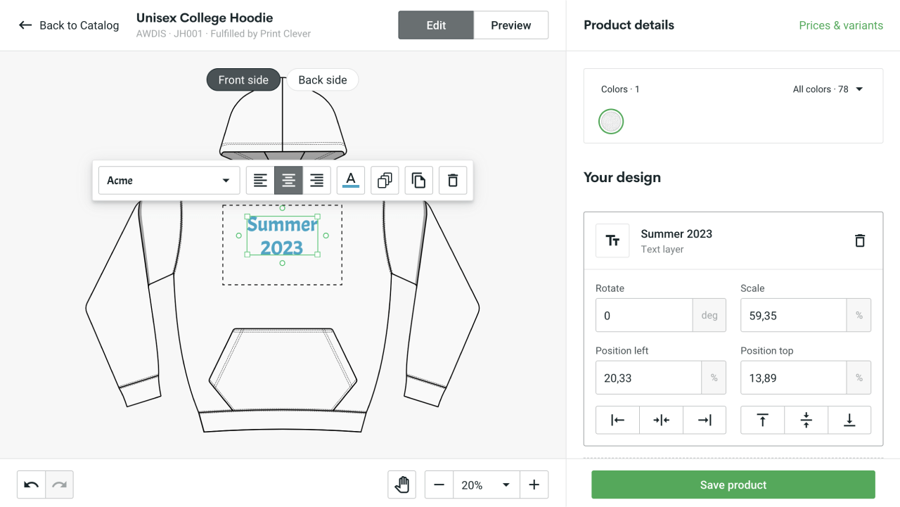 הדפיסו תכונות מחולל Mockup - עורך טקסט משופר