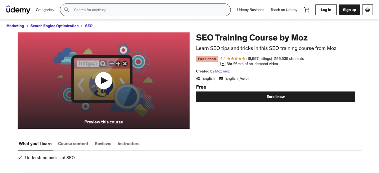 Top 12 Best SEO Courses - SEO Training Course by Moz (Udemy)