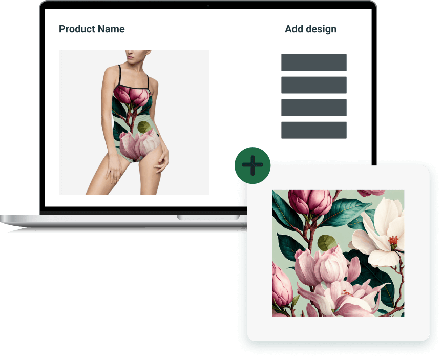 An illustration showing a simple product customization process in Printify's Mockup Generator