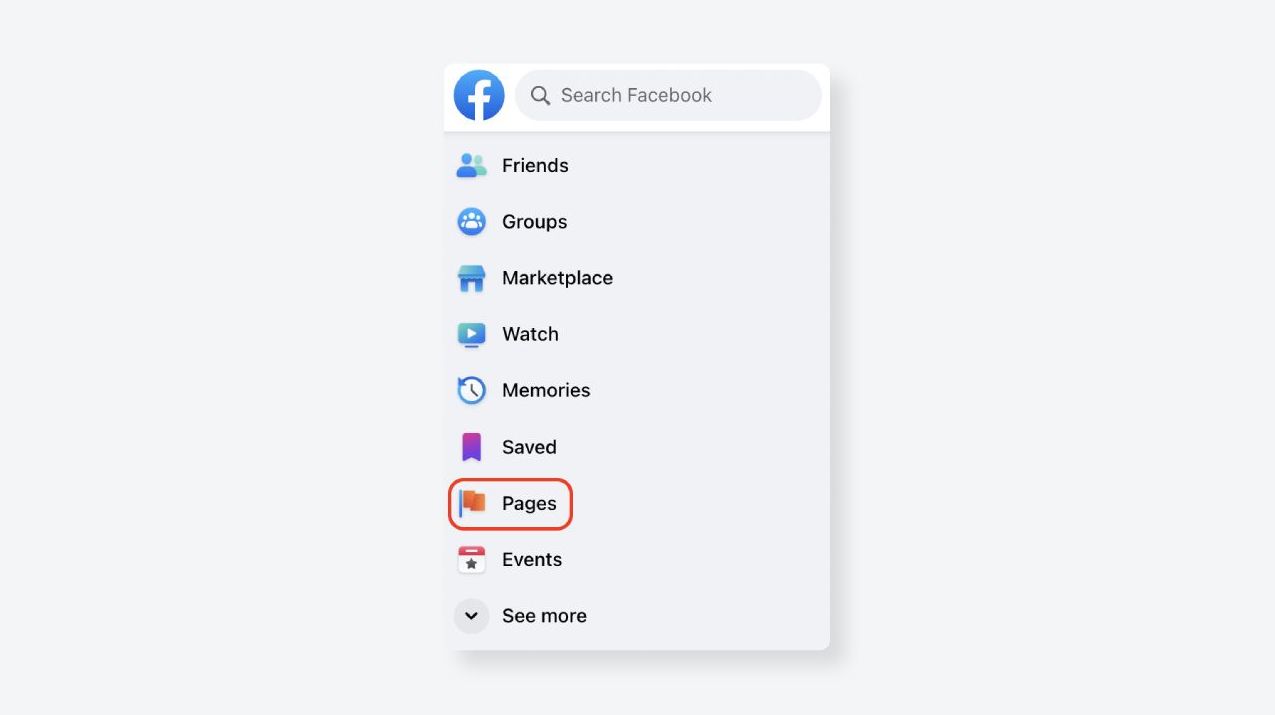 Facebook Business Account - Left-hand menu - pages