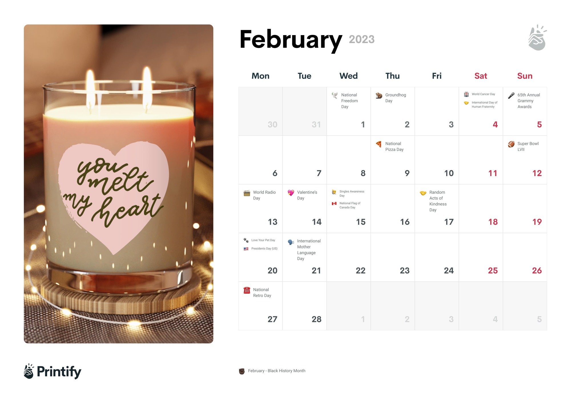 Marketing Calendar 2022 - February