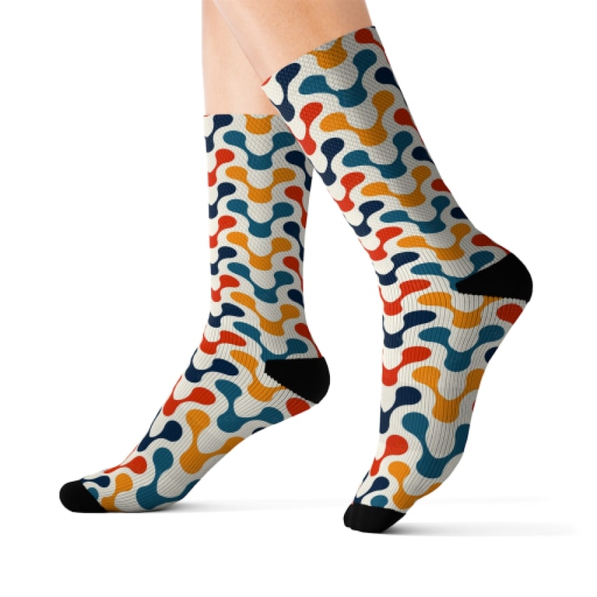 Colorful all-over-print socks.