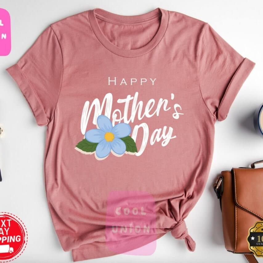 A cute Happy Mother's Day t-shirt with creative floral design.