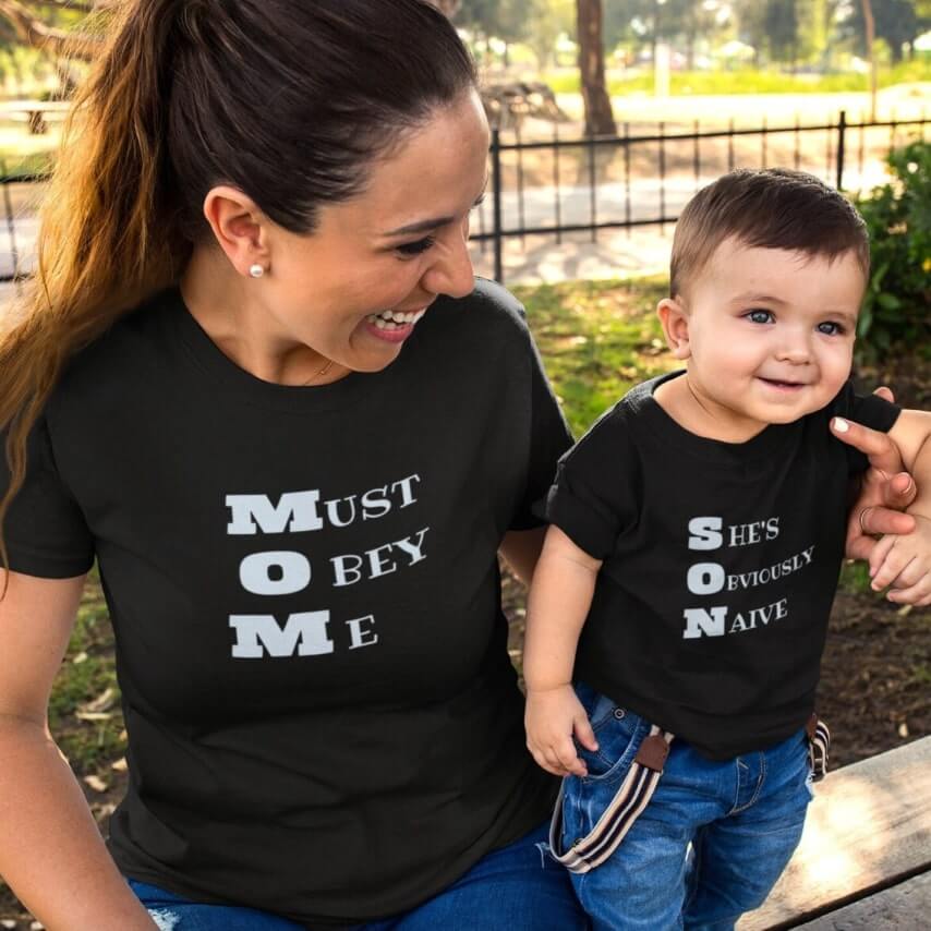 Personalized mom and son t-shirts defining each in a cute way.