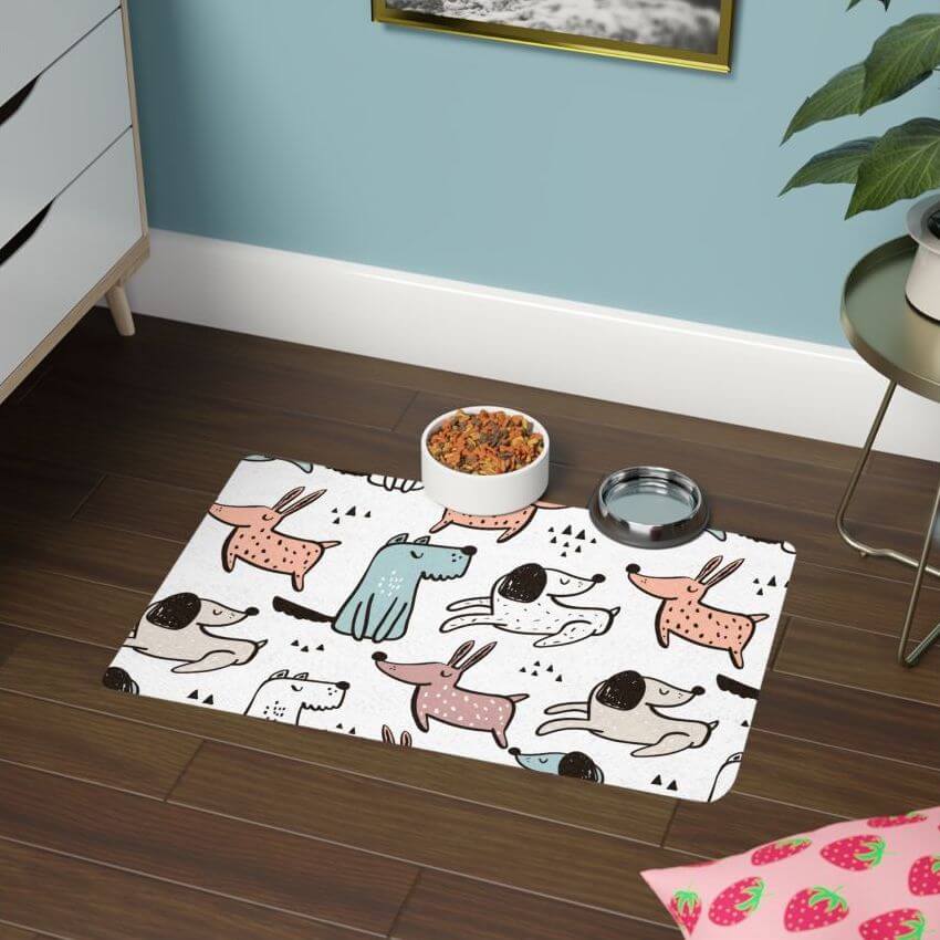 Dog Bowl Mat Personalized Pet Mat Dog Place Mat Dog Line -  in 2023