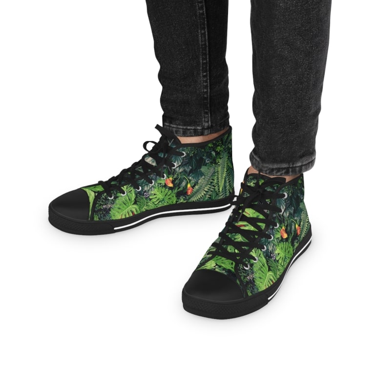 A screenshot of a pair of custom high top sneakers designed using pictures.