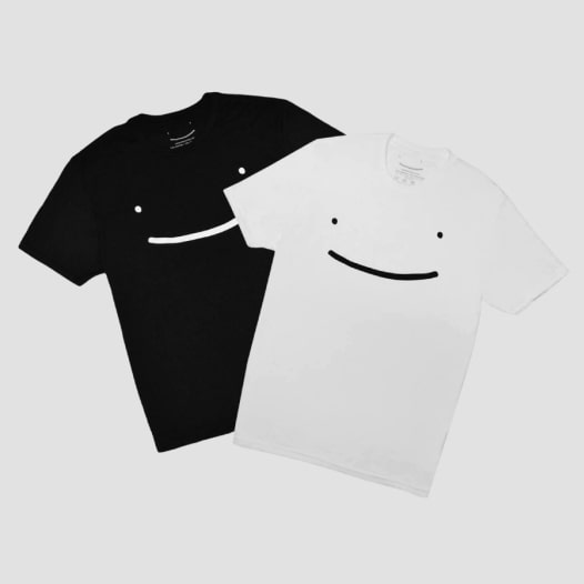 Black and white t-shirts with a smiley face design.