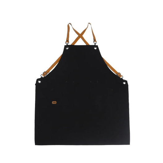 A black apron with the “STCG” brand name printed on it.