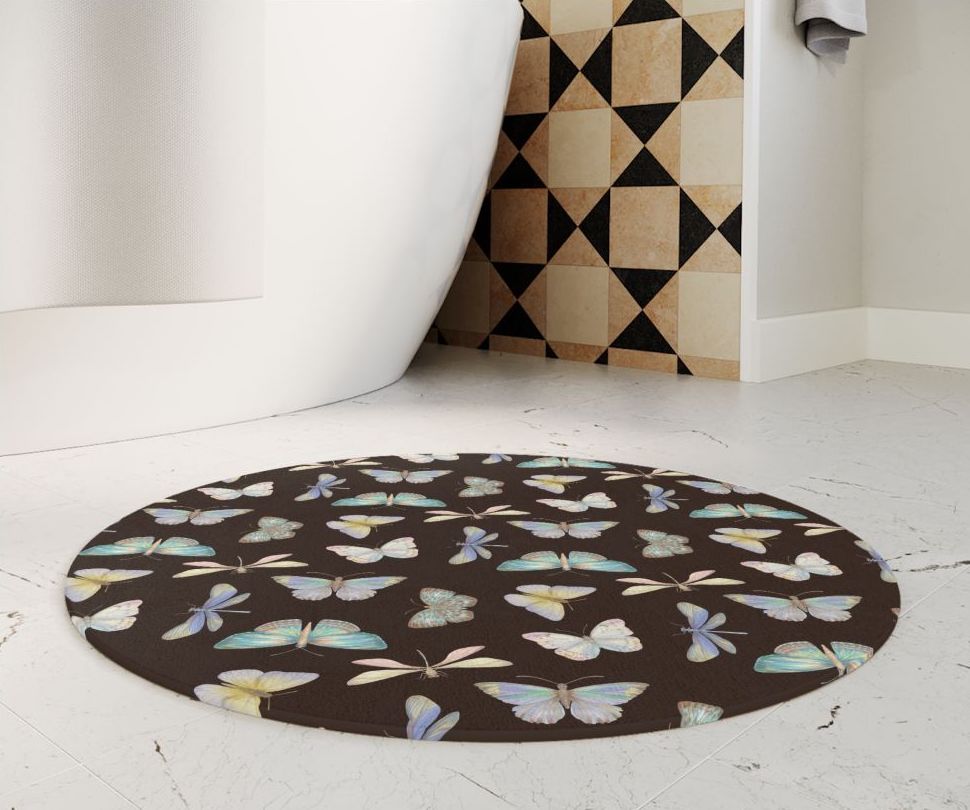 BATHROOM MAT ROUND - Soft Microfiber Bathroom Printed Quick-Drying Mats