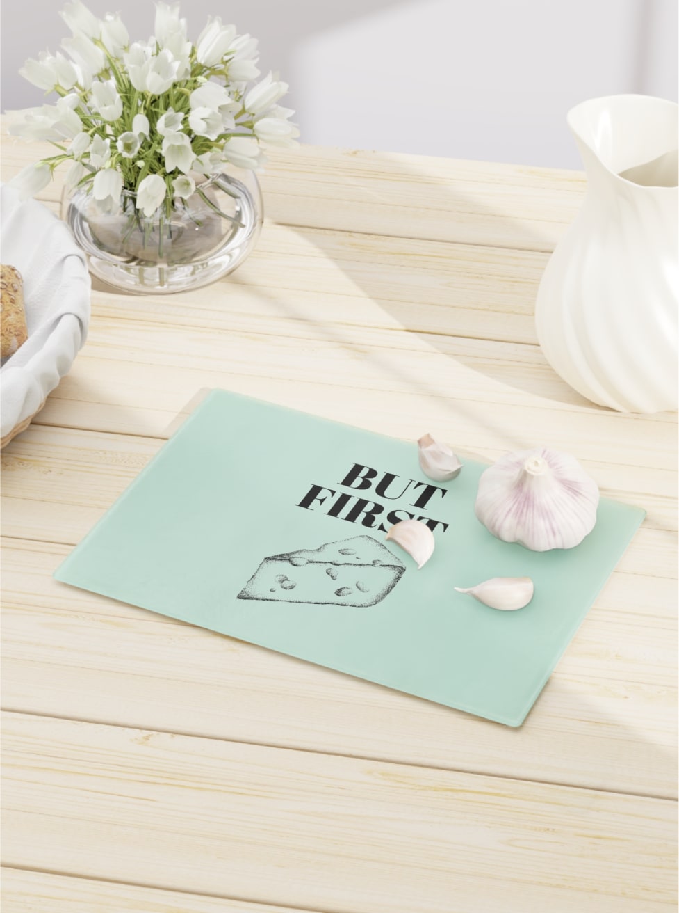 Personalized Pink Wood Font 1 Design Tempered Glass Cutting Board