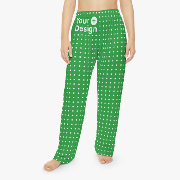 All-over-print women's pajama pants with the “Your design here” sign.