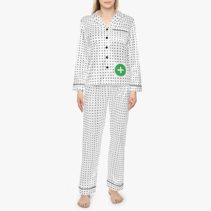 All-over-print women's pajama set with the “Your design here” sign.