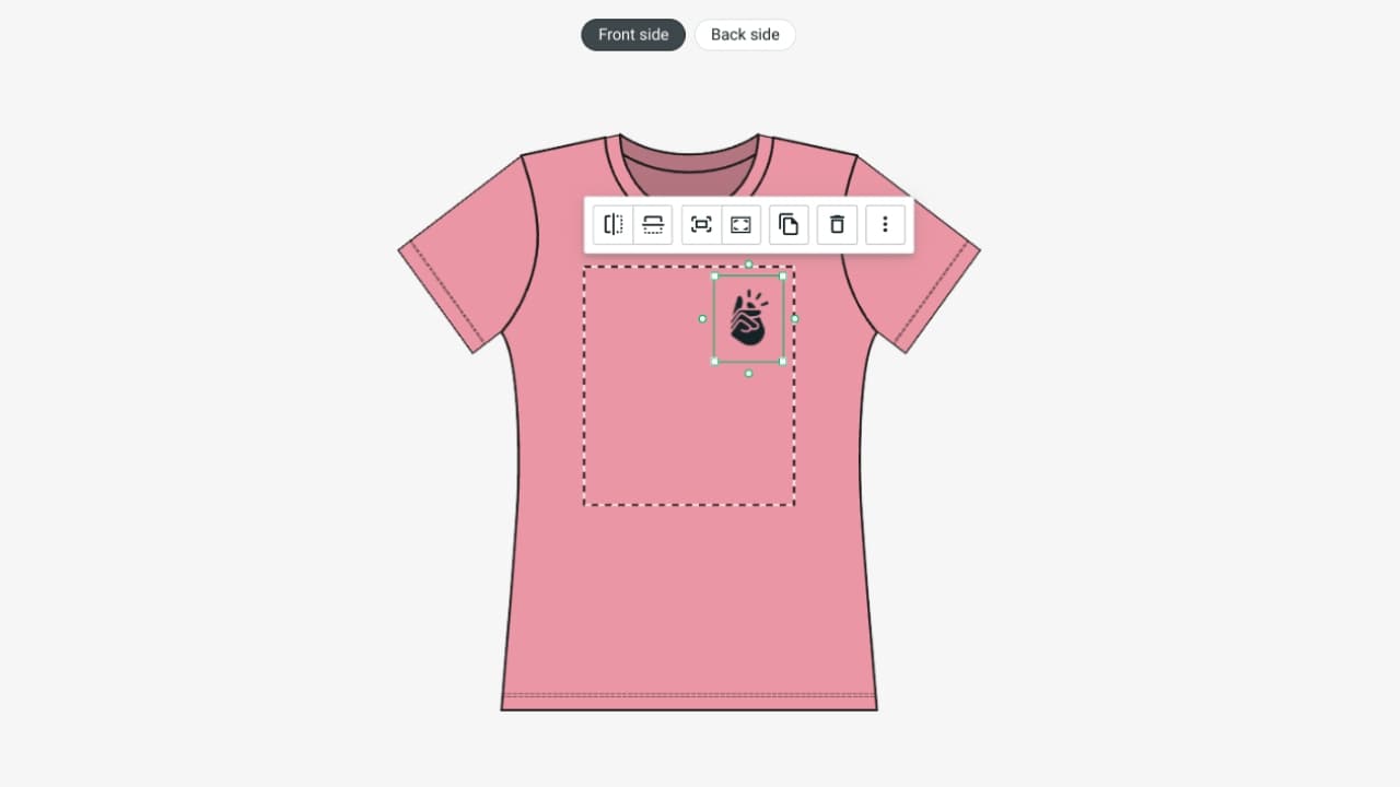 Example of a logo being applied to a shirt in Printify's Mockup Generator.