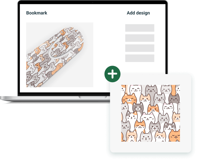 An image of a laptop showing a bookmark being customized with a cat pattern