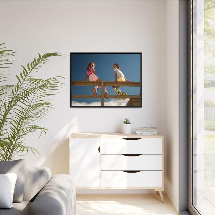 An image of a personalized framed canvas with a large picture of kids.