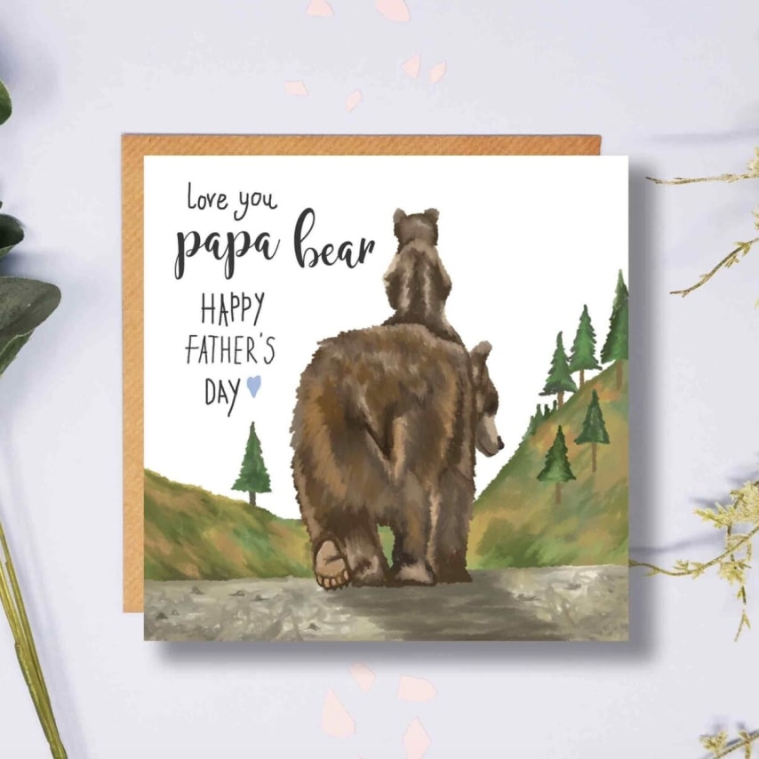 Papa bear card, Dad birthday card, Cute fathers day card