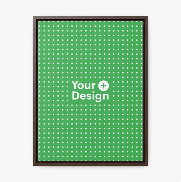 A mockup image of a framed canvas with a design placeholder.