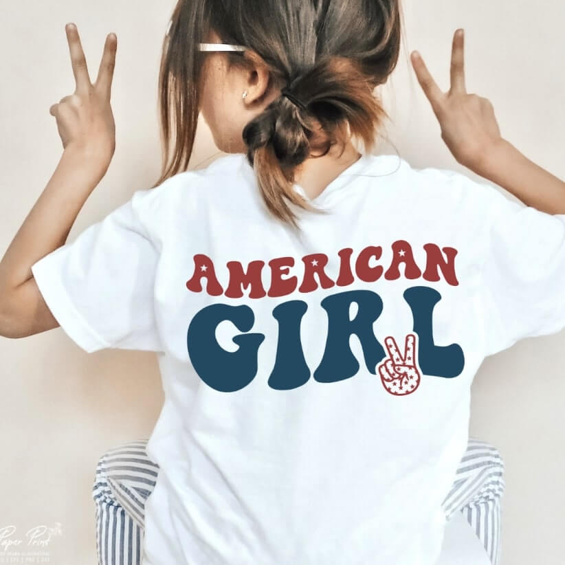 Cool All American Girl Women American Flag 4th Of July Patriotic T Shirts 